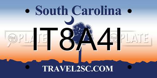 IT8A4I South Carolina License Plate