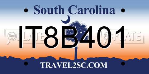 IT8B401 South Carolina License Plate