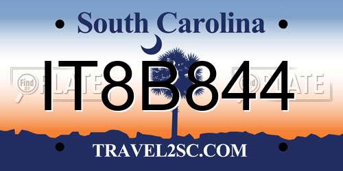IT8B844 South Carolina License Plate