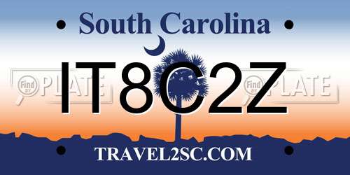 IT8C2Z South Carolina License Plate