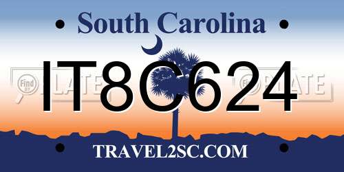 IT8C624 South Carolina License Plate