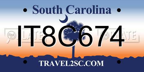 IT8C674 South Carolina License Plate