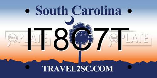 IT8C7T South Carolina License Plate