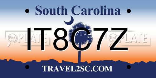 IT8C7Z South Carolina License Plate