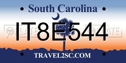 IT8E544 South Carolina License Plate
