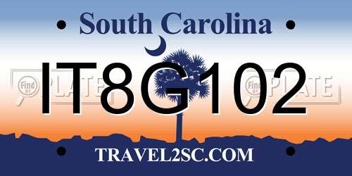 IT8G102 South Carolina License Plate