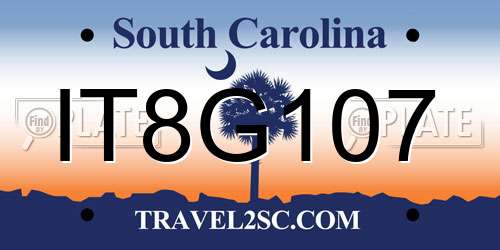 IT8G107 South Carolina License Plate