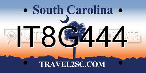 IT8G444 South Carolina License Plate