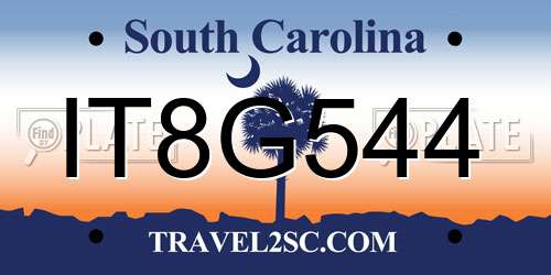 IT8G544 South Carolina License Plate