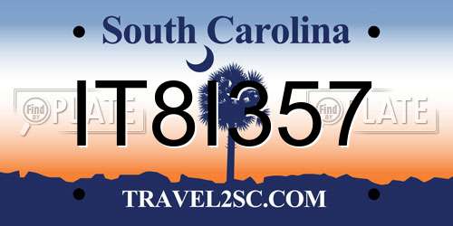 IT8I357 South Carolina License Plate