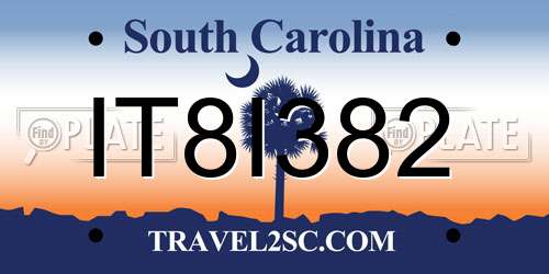 IT8I382 South Carolina License Plate