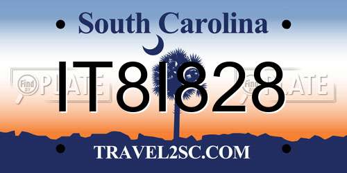 IT8I828 South Carolina License Plate
