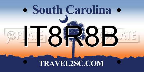 IT8R8B South Carolina License Plate