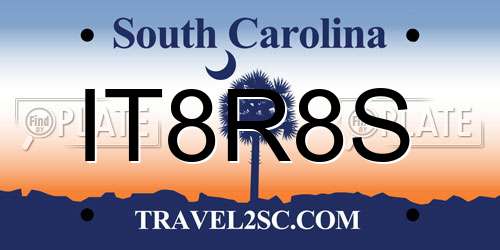 IT8R8S South Carolina License Plate