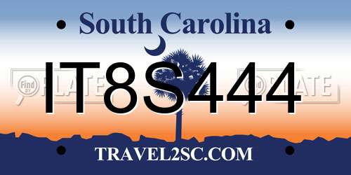 IT8S444 South Carolina License Plate