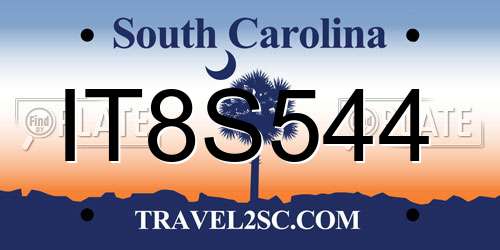 IT8S544 South Carolina License Plate