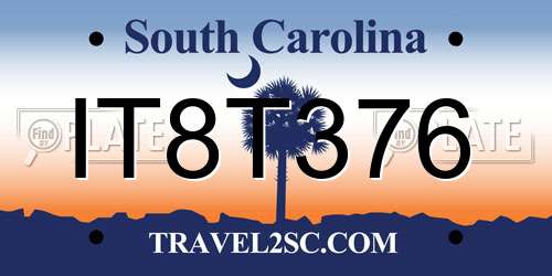 IT8T376 South Carolina License Plate