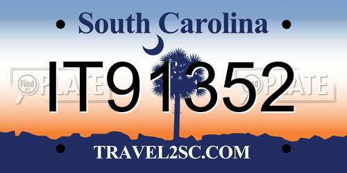IT91352 South Carolina License Plate