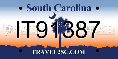 IT91387 South Carolina License Plate