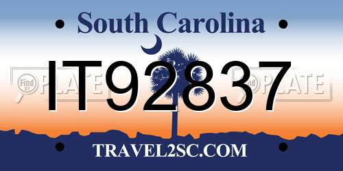 IT92837 South Carolina License Plate