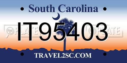 IT95403 South Carolina License Plate