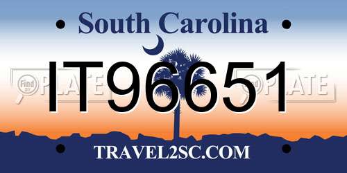 IT96651 South Carolina License Plate