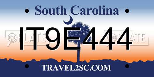 IT9E444 South Carolina License Plate