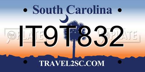 IT9T832 South Carolina License Plate