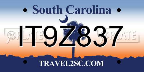 IT9Z837 South Carolina License Plate