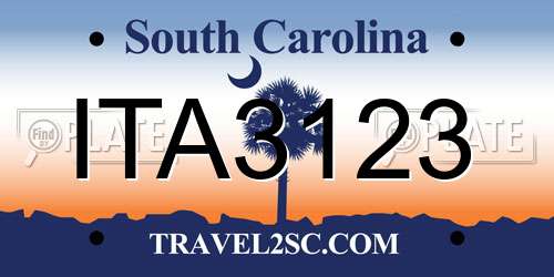 ITA3123 South Carolina License Plate