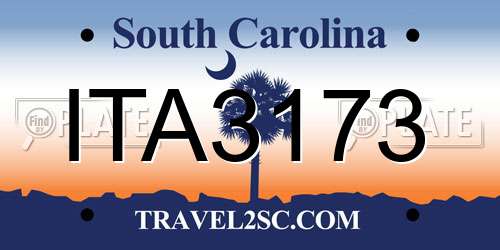 ITA3173 South Carolina License Plate
