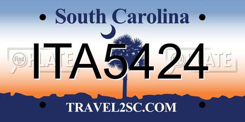 ITA5424 South Carolina License Plate