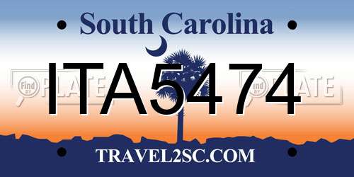 ITA5474 South Carolina License Plate