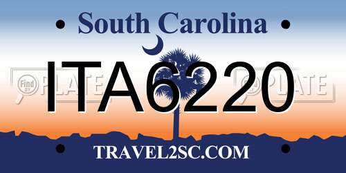 ITA6220 South Carolina License Plate