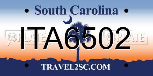 ITA6502 South Carolina License Plate