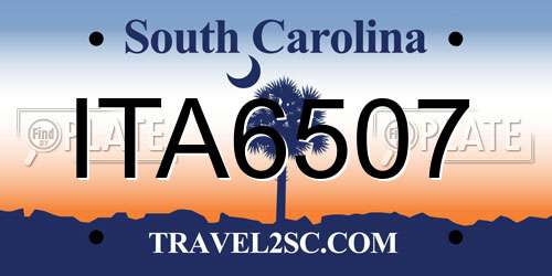 ITA6507 South Carolina License Plate
