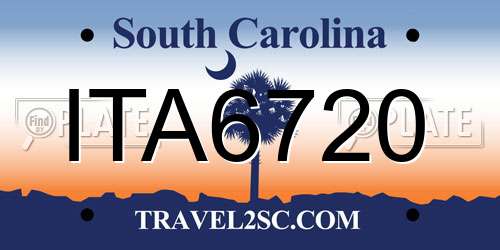 ITA6720 South Carolina License Plate
