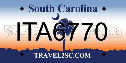 ITA6770 South Carolina License Plate