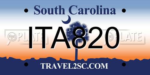 ITA820 South Carolina License Plate