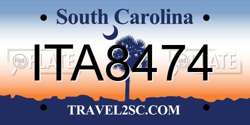 ITA8474 South Carolina License Plate