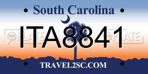 ITA8841 South Carolina License Plate