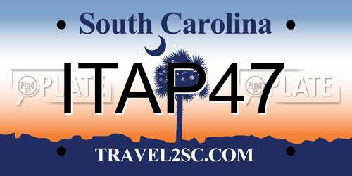 ITAP47 South Carolina License Plate