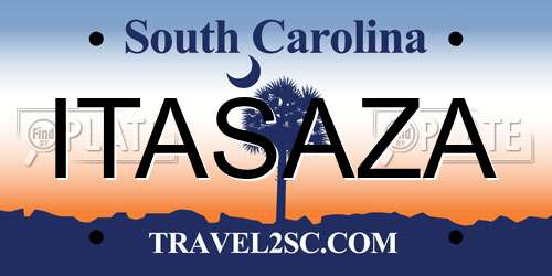 ITASAZA South Carolina License Plate