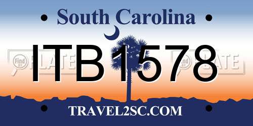 ITB1578 South Carolina License Plate
