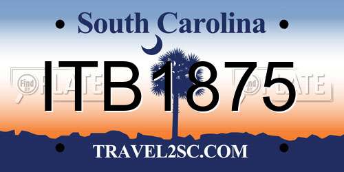 ITB1875 South Carolina License Plate