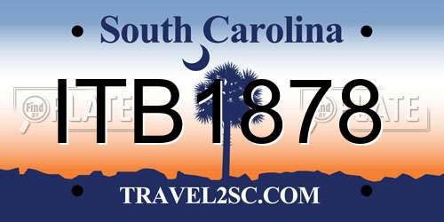 ITB1878 South Carolina License Plate