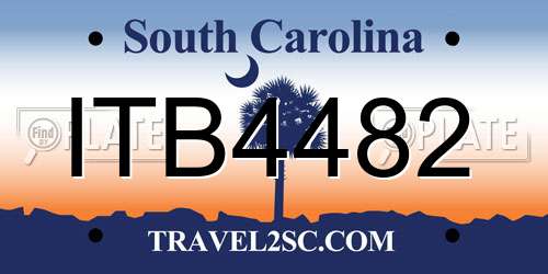 ITB4482 South Carolina License Plate