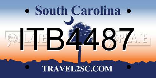 ITB4487 South Carolina License Plate