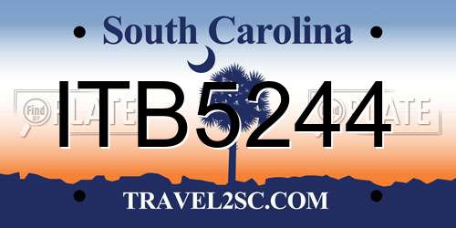 ITB5244 South Carolina License Plate