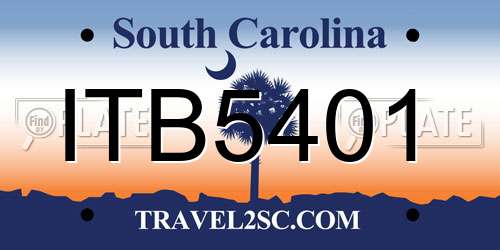 ITB5401 South Carolina License Plate